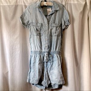 NWT Side Stitch Denim Romper